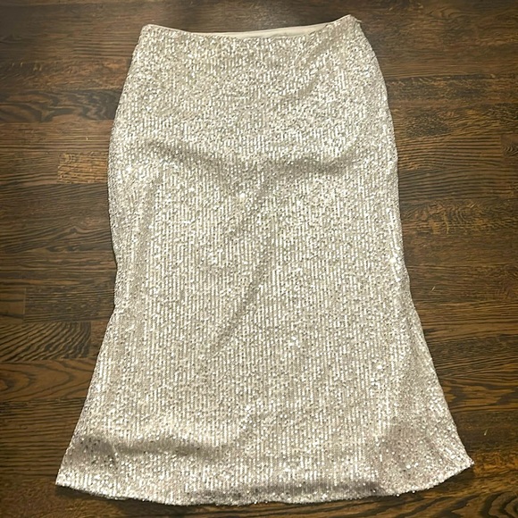 Silver sequin midi skirt - perfect for holidays ! - Picture 1 of 4